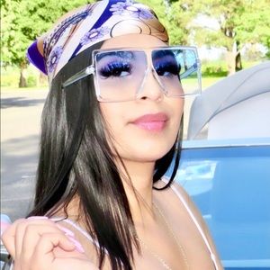 Blue Fashion brand Designer sun glasses Big Square Oversized Shades Sunglasses